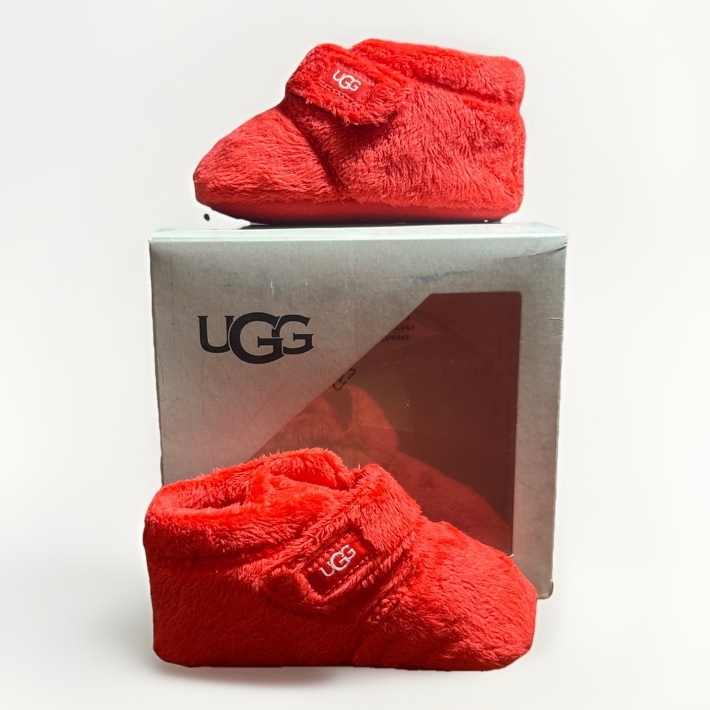 UGG Bixbee Baby Booties Ruby Red Soft Fleece Slippers Size 04/05